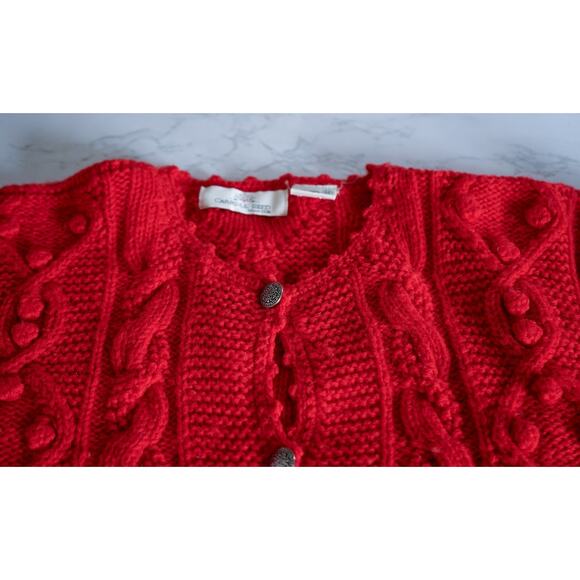 VTG Carroll Reed Women Wool Bobble Cable Chunky Knit Cardigan Sweater M Cottage - Picture 5 of 16